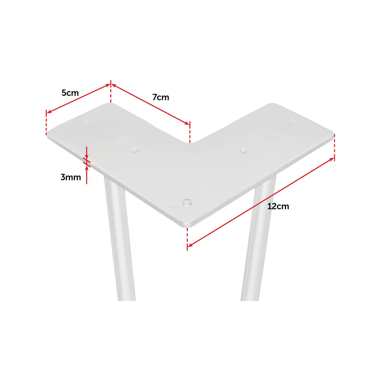 Set of 4 Industrial Retro Hairpin Table Legs 12mm Steel Bench Desk - 11cm White
