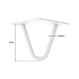 Set of 4 Industrial Retro Hairpin Table Legs 12mm Steel Bench Desk - 11cm White - Close-Up Angle