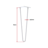 Set of 4 Industrial Retro Hairpin Table Legs 12mm Steel Bench Desk - 41cm White - Rear View