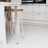 Set of 4 Industrial Retro Hairpin Table Legs 12mm Steel Bench Desk - 71cm White