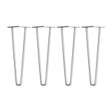 Set of 4 Chrome Retro Hairpin Table Legs 12mm Steel Bench Desk - 71cm - Side View