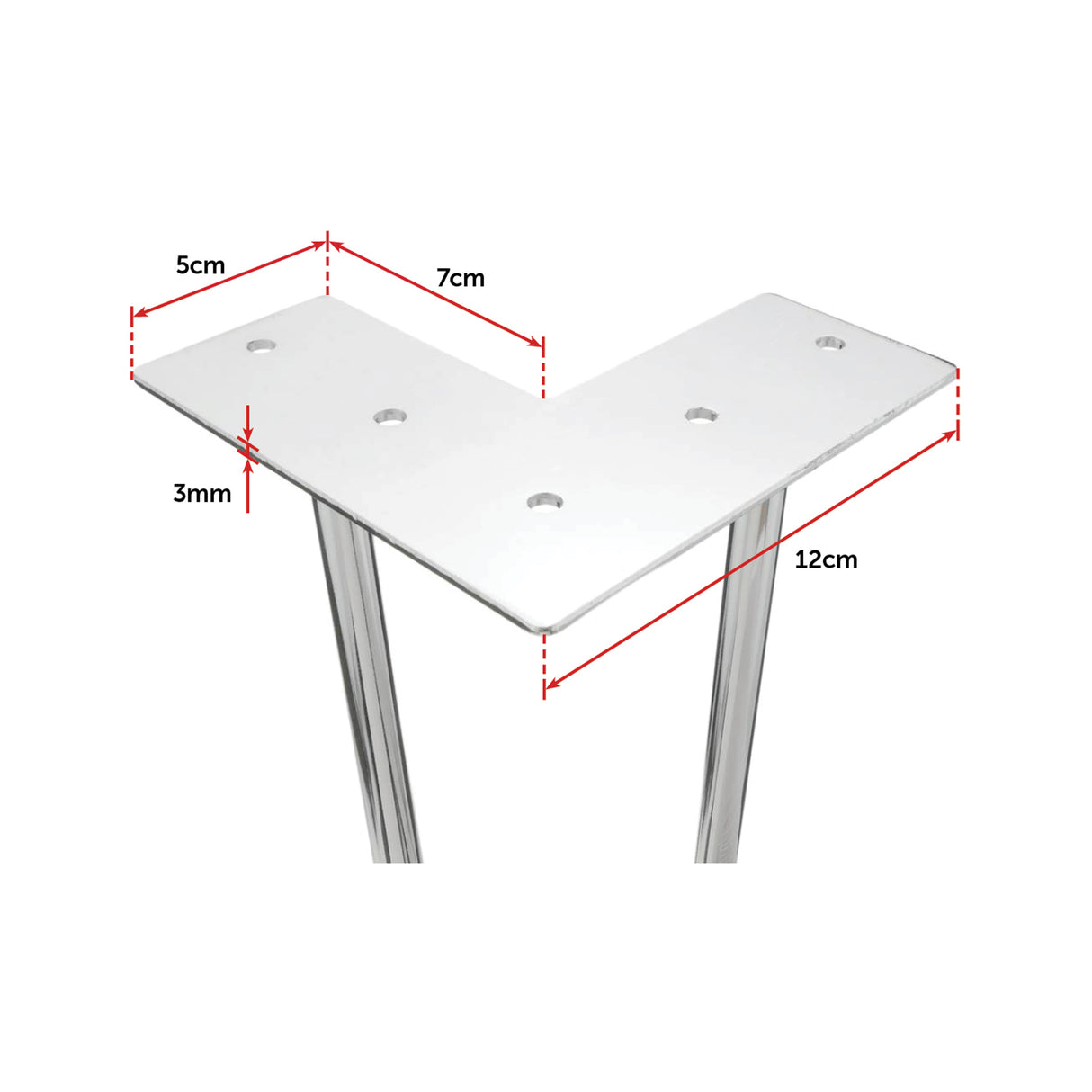 Set of 4 Chrome Retro Hairpin Table Legs 12mm Steel Bench Desk - 71cm