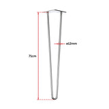 Set of 4 Chrome Retro Hairpin Table Legs 12mm Steel Bench Desk - 71cm - Close-Up Angle