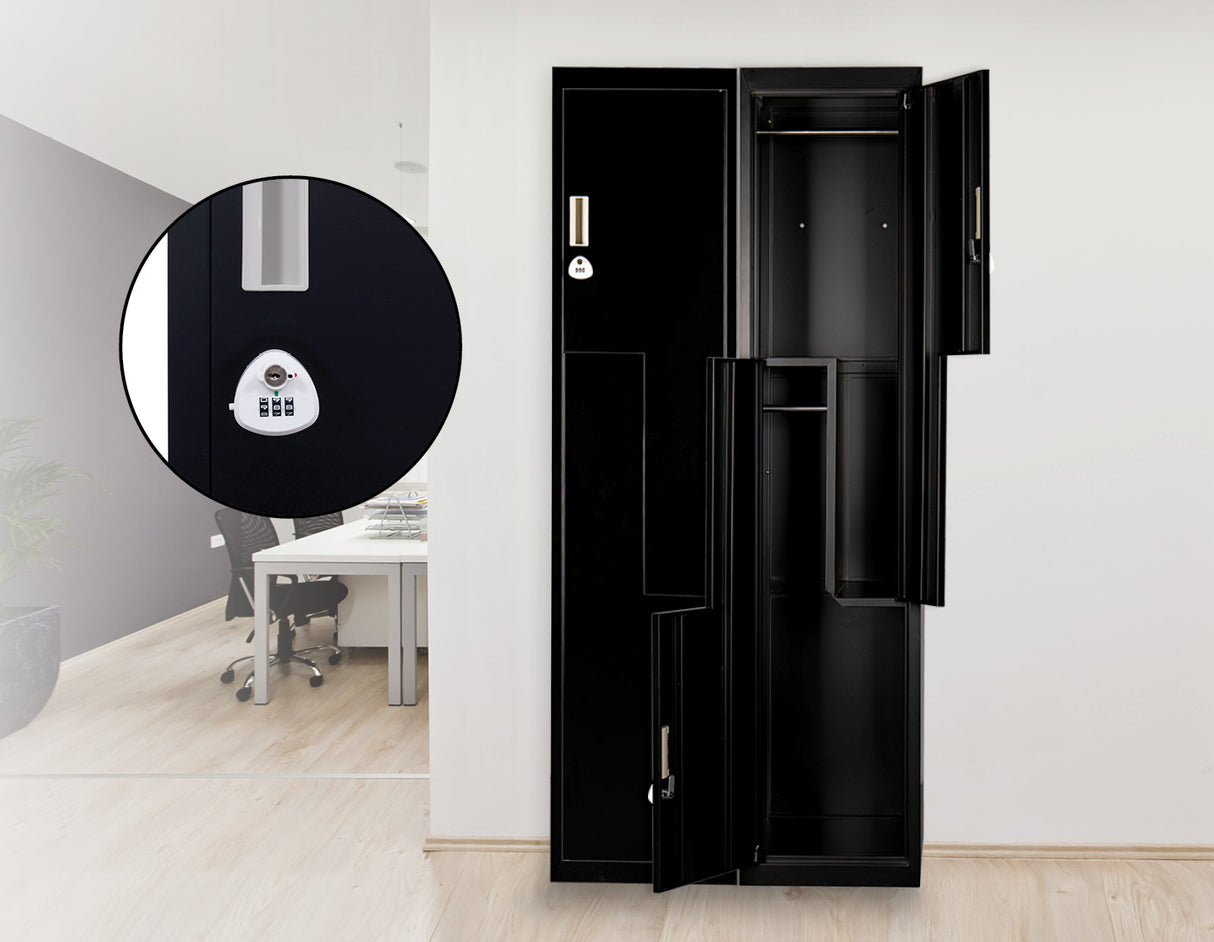 Black Two-Door L-shaped Office Gym Shed Storage Lockers