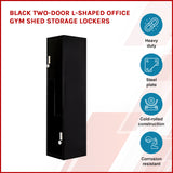 Black Two-Door L-shaped Office Gym Shed Storage Lockers - Front View