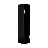 Black Two-Door L-shaped Office Gym Shed Storage Lockers - Low Angle