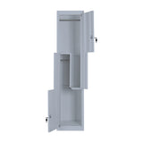 Grey Two-Door L-shaped Office Gym Shed Storage Lockers - Low Angle
