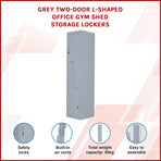 Grey Two-Door L-shaped Office Gym Shed Storage Lockers