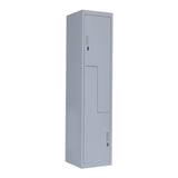 Grey Two-Door L-shaped Office Gym Shed Storage Lockers - Rear View