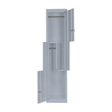 Grey Two-Door L-shaped Office Gym Shed Storage Lockers - Low Angle