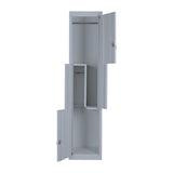 Grey Two-Door L-shaped Office Gym Shed Storage Lockers - Low Angle