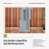 Grey Two-Door L-shaped Office Gym Shed Storage Lockers