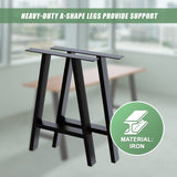 2x Rustic Dining Table Legs Steel Industrial Vintage 71cm - Black - Side View