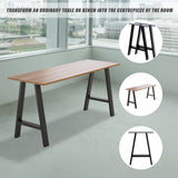 2x Rustic Dining Table Legs Steel Industrial Vintage 71cm - Black - 45-Degree Angle