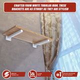 20cm Floating Shelf Brackets Industrial Metal Shelving Supports 4-Pack - White - Extra Image