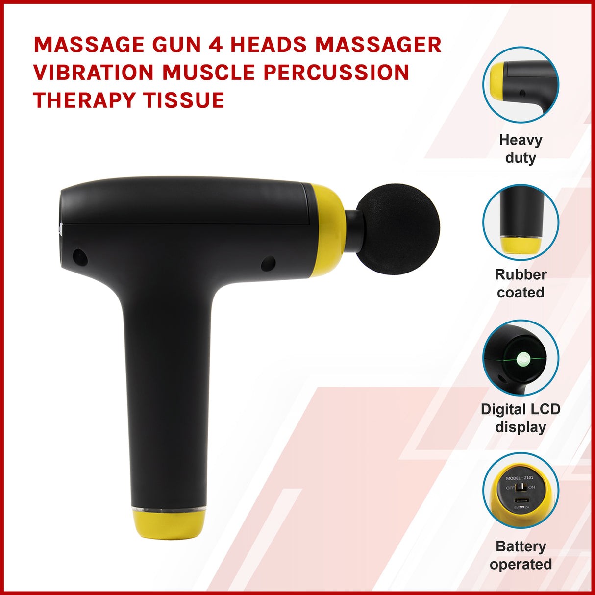 Massage Gun 4 Heads Massager Vibration Muscle Percussion Therapy Tissue