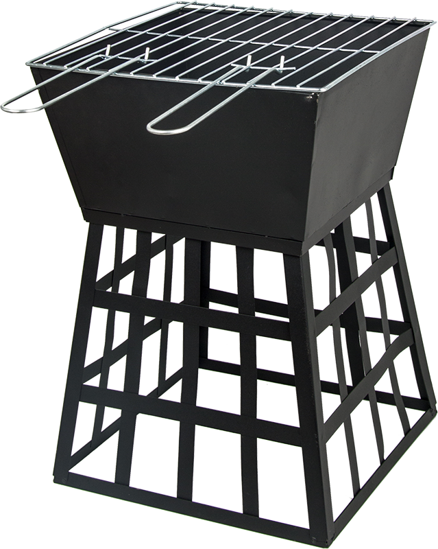 Black Fire Pit Square Log Patio Garden Heater Outdoor Table Top BBQ Camping
