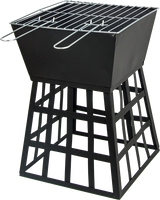 Black Fire Pit Square Log Patio Garden Heater Outdoor Table Top BBQ Camping - 45-Degree Angle