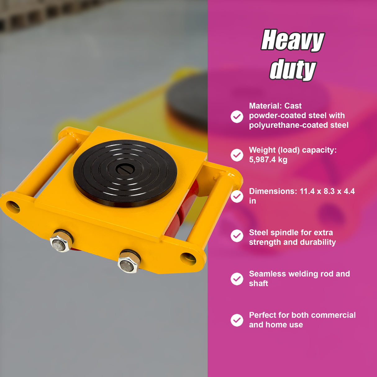 Heavy Duty Machine Dolly Skate Machinery Roller Mover Cargo Trolley 6T