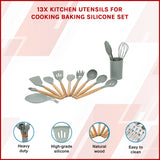 13x Kitchen Utensils for Cooking Baking Silicone Set - Front View