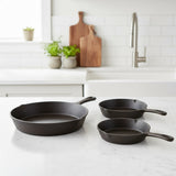 Pre Seasoned Cast Iron Skillet Fry Pan Set 3 Pcs Frying Pan Set - Front View