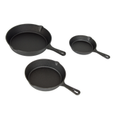 Pre Seasoned Cast Iron Skillet Fry Pan Set 3 Pcs Frying Pan Set - 45-Degree Angle