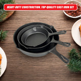 Pre Seasoned Cast Iron Skillet Fry Pan Set 3 Pcs Frying Pan Set