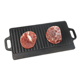 46x22 cm Cast Iron Reversible Griddle Plate BBQ Hob Cooking Grill Pan - Side View