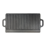 46x22 cm Cast Iron Reversible Griddle Plate BBQ Hob Cooking Grill Pan - Top-Down View