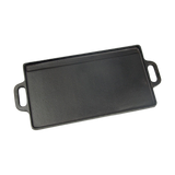 46x22 cm Cast Iron Reversible Griddle Plate BBQ Hob Cooking Grill Pan - 45-Degree Angle