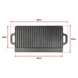 46x22 cm Cast Iron Reversible Griddle Plate BBQ Hob Cooking Grill Pan - Low Angle