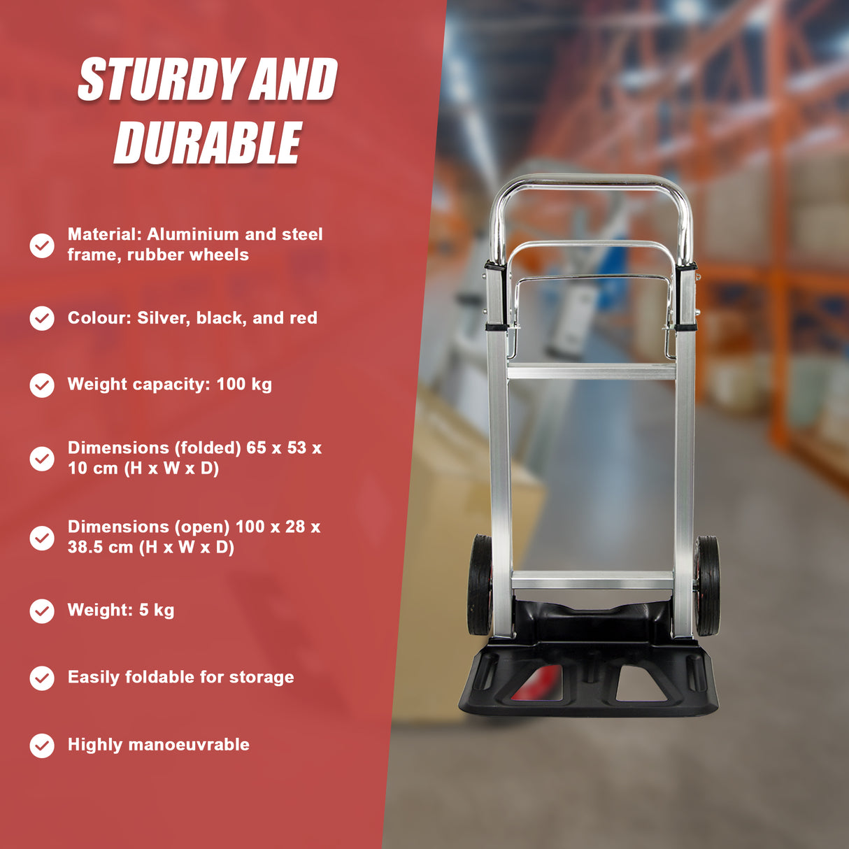 100kg Trolley Folding Hand Truck Sack Barrow