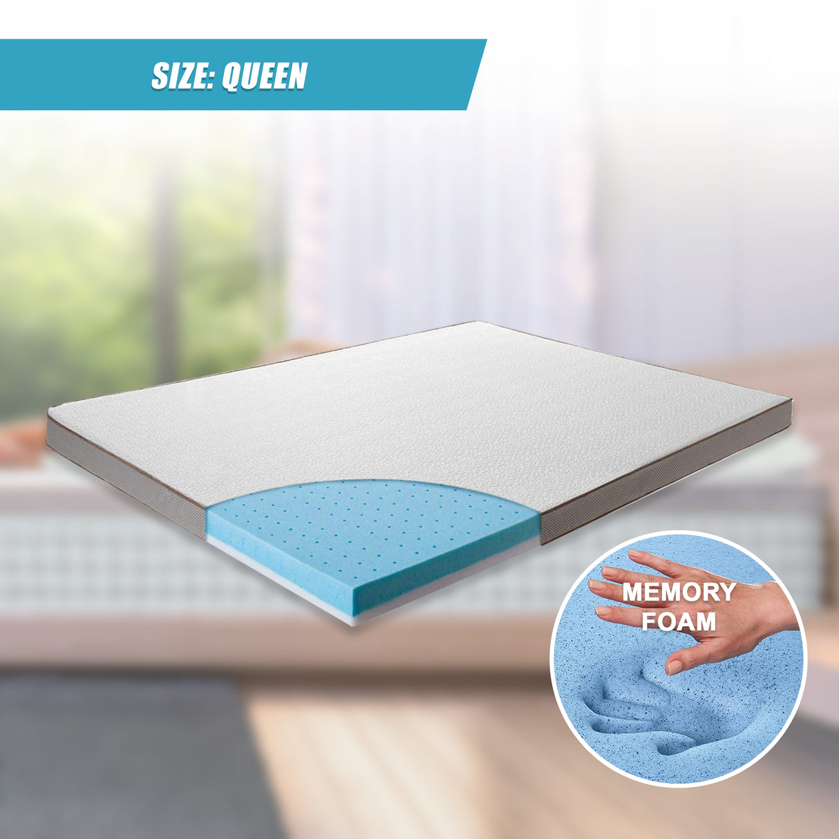 Queen Cooling Gel Memory Foam Mattress Topper &ndash; CertiPUR-US&reg; Certified Foam