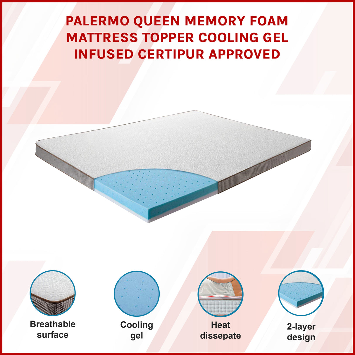 Queen Cooling Gel Memory Foam Mattress Topper &ndash; CertiPUR-US&reg; Certified Foam