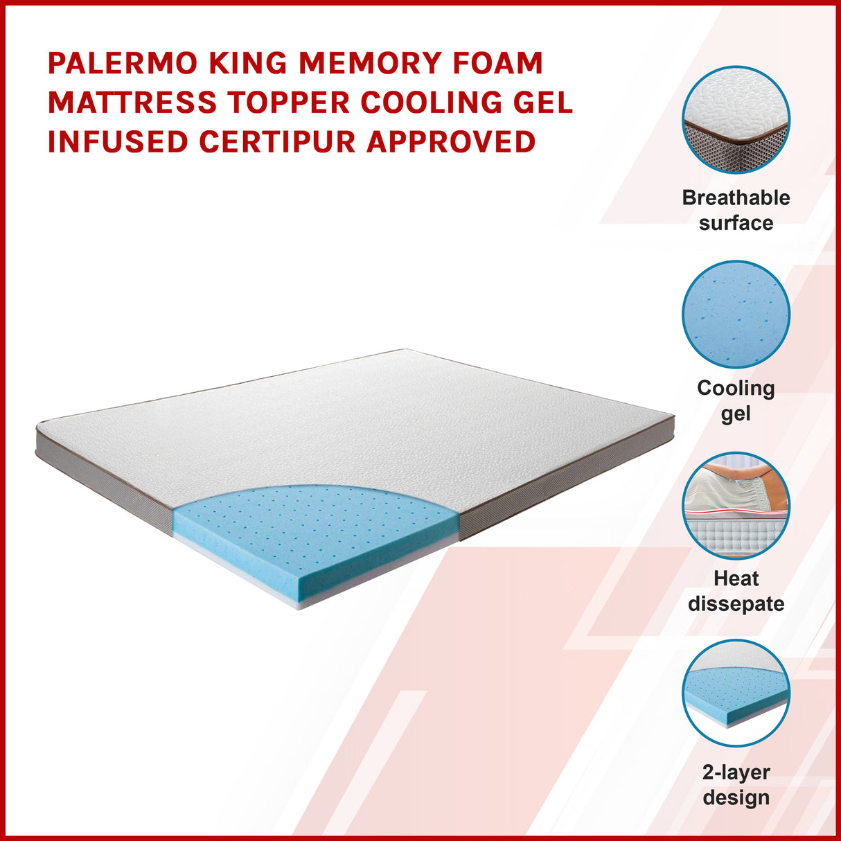 King Cooling Gel Memory Foam Mattress Topper &ndash; CertiPUR-US&reg; Certified Foam
