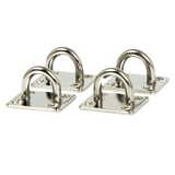 4X M6 304 Stainless Steel Oblong Pad Eye Plate Marine Hardware Staple Hook - Front View