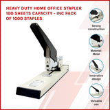 Heavy Duty Home Office Stapler 100 sheets capacity - Inc Pack of 1000 staples - Front View