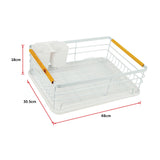 Metal Dish Drying Rack Drainboard Holder Tray Kitchen Plates Cutlery Wood Handle - Extra Image