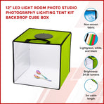 12'' LED Light Room Photo Studio Photography Lighting Tent Kit Backdrop Cube Box