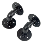 Industrial Black Iron Pipe Bracket Wall Mounted Floating Shelf - Set of 2