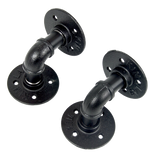 Industrial Black Iron Pipe Bracket Wall Mounted Floating Shelf - Set of 2 - Side View