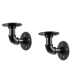 Industrial Black Iron Pipe Bracket Wall Mounted Floating Shelf - Set of 2