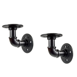 Industrial Black Iron Pipe Bracket Wall Mounted Floating Shelf - Set of 2 - 45-Degree Angle