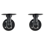 Industrial Black Iron Pipe Bracket Wall Mounted Floating Shelf - Set of 2