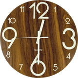 Glow In Dark Wall Clock Luminous Quartz Quiet Wooden Home Decor 30cm - Rear View