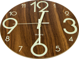 Glow In Dark Wall Clock Luminous Quartz Quiet Wooden Home Decor 30cm - Close-Up Angle