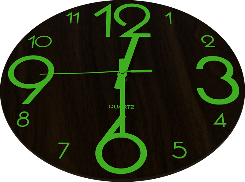 Glow In Dark Wall Clock Luminous Quartz Quiet Wooden Home Decor 30cm
