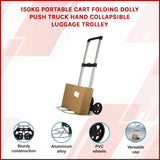 150KG Portable Cart Folding Dolly Push Truck Hand Collapsible Luggage Trolley - 45-Degree Angle