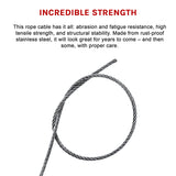 50M 316 Marine Stainless Steel Wire Rope Cable Decking Balustrade Rigging 7x19 4mm