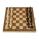 Chess Board Games Folding Large Chess Wooden Chessboard Set Wood Toy Gift - Rear View